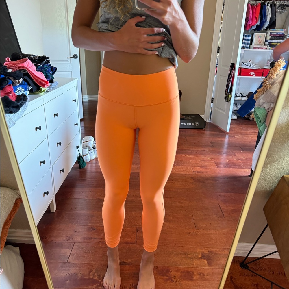 Lululemon double align leggings, size 6, orange
